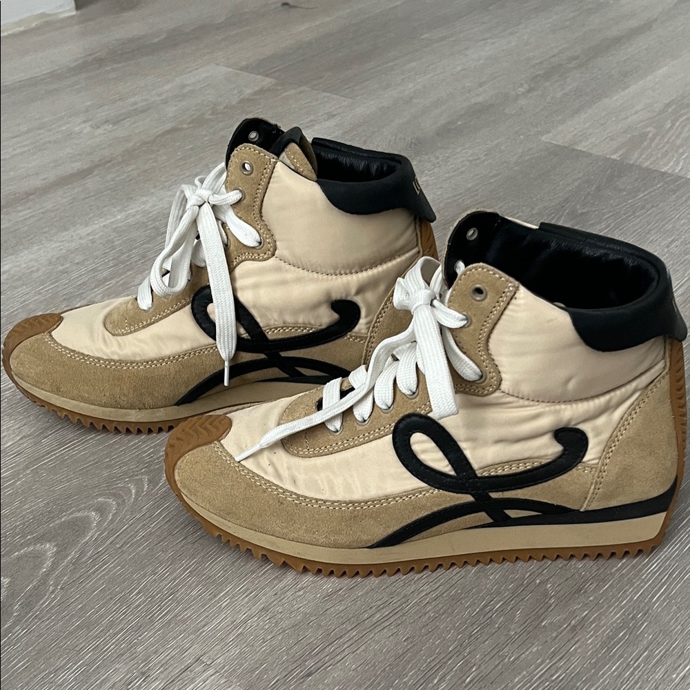 Loewe Beige and Black High-Top Sneakers - Picture 1 of 6